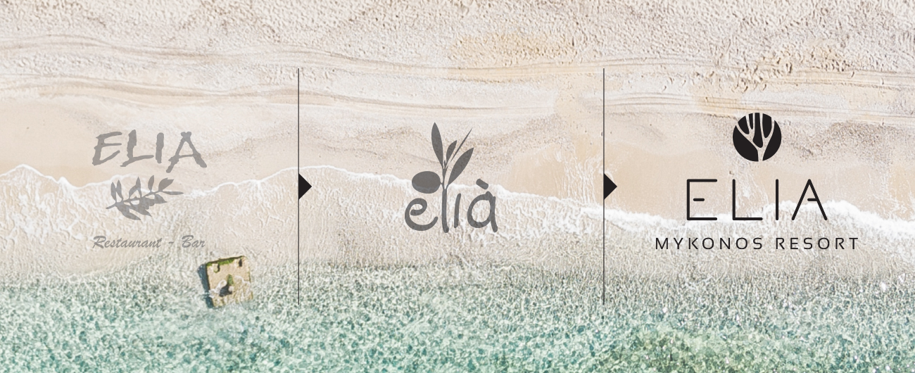 Brand evolution and hotel rebranding for ELIA Mykonos Resort by DOGFISH Graphic Designers