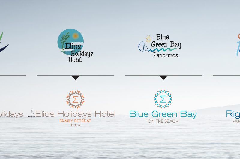 Hotel group rebranding and unified brand identity for Spyrou Hotels in Skopelos by DOGFISH Graphic Designers